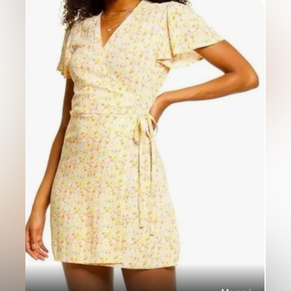 BP | Mini rap dress | Yellow with floral | New